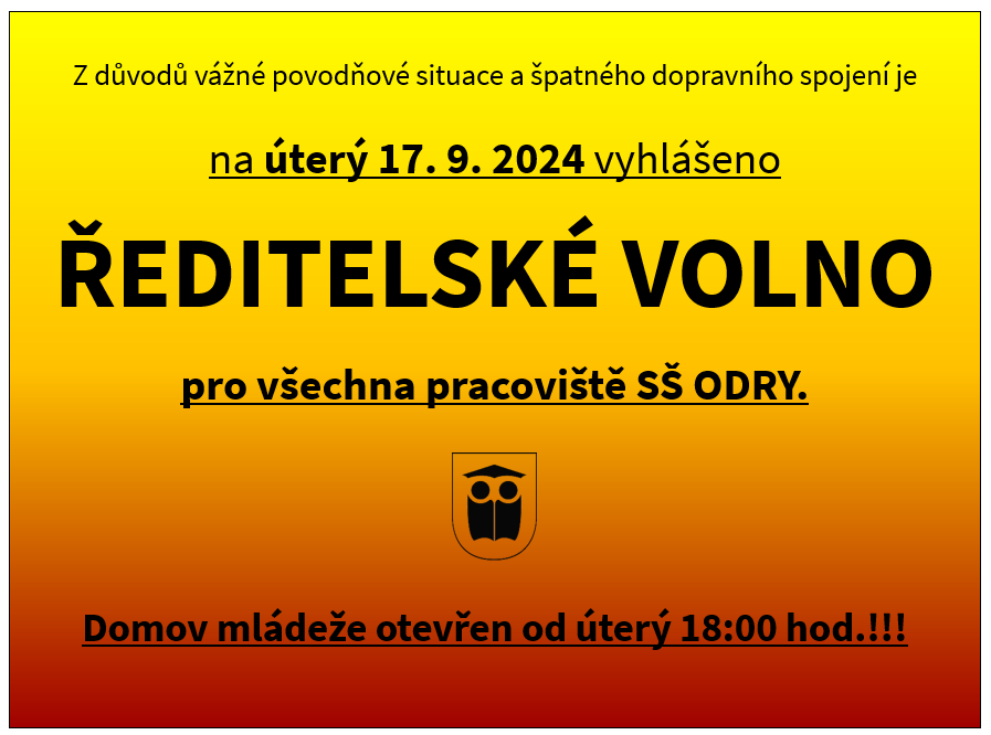 ŘEDITELSKÉ  VOLNO – ÚTERÝ